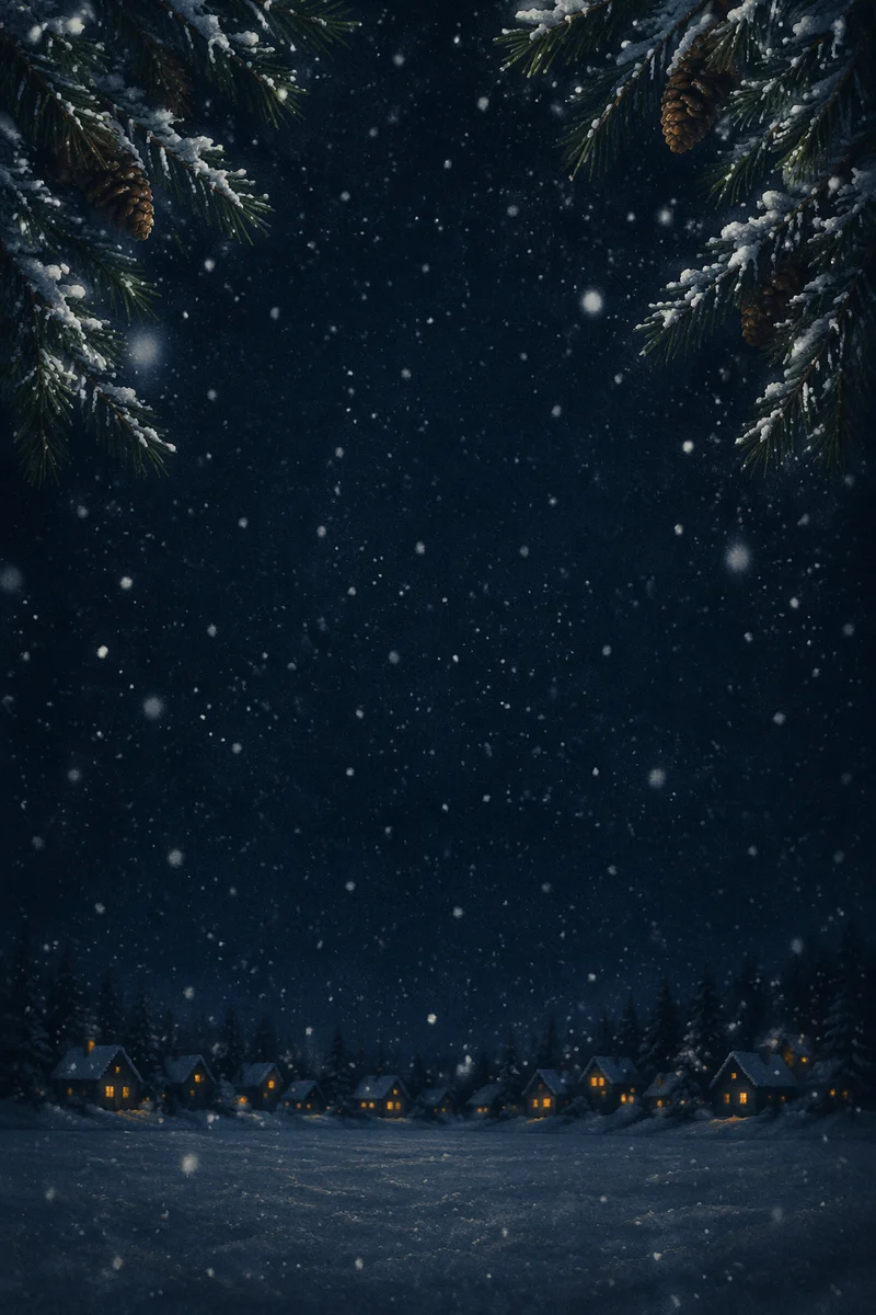 Soft Snowfall on Dark Christmas Night