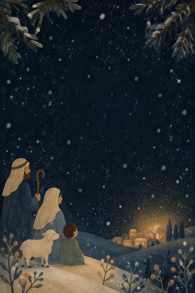 Soft Christmas Snow on Charcoal Night