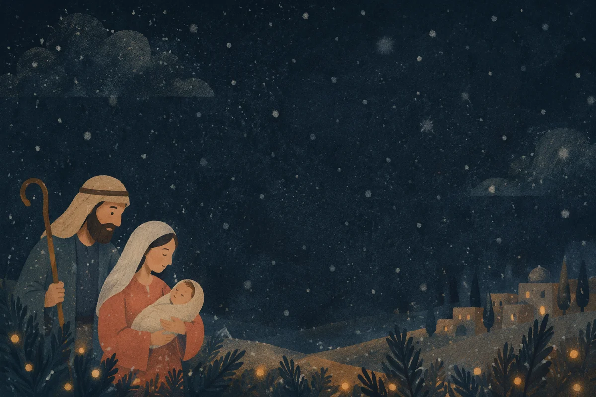 Soft Snowfall Over Christmas Night Background