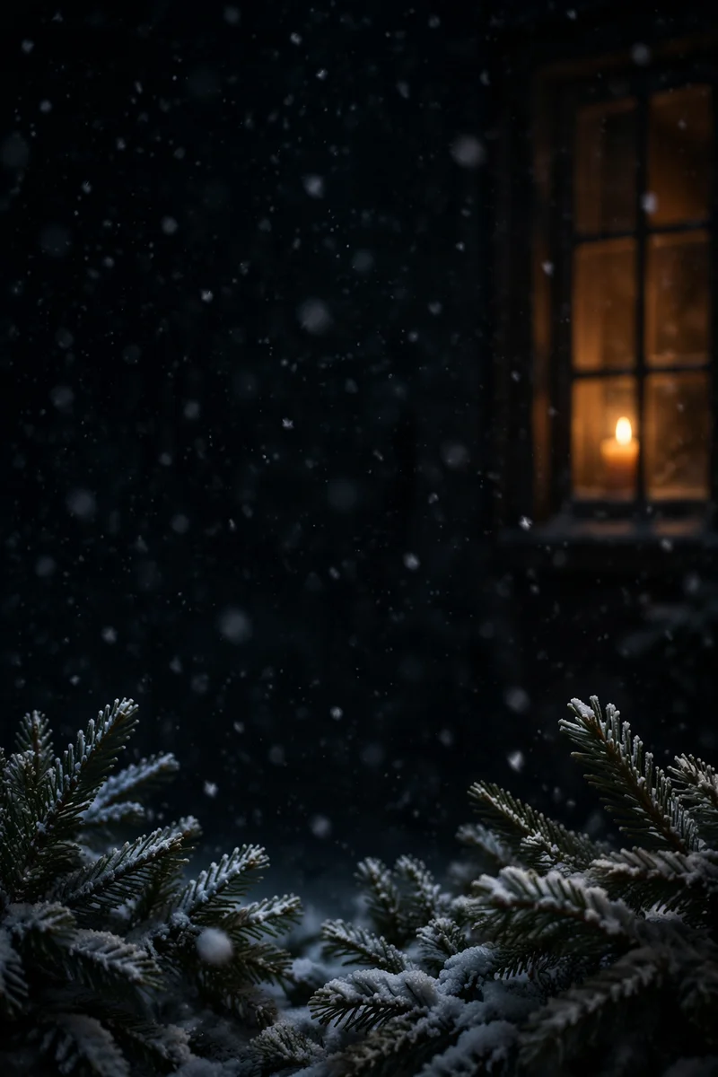 Soft Snowfall Christmas Candle Background