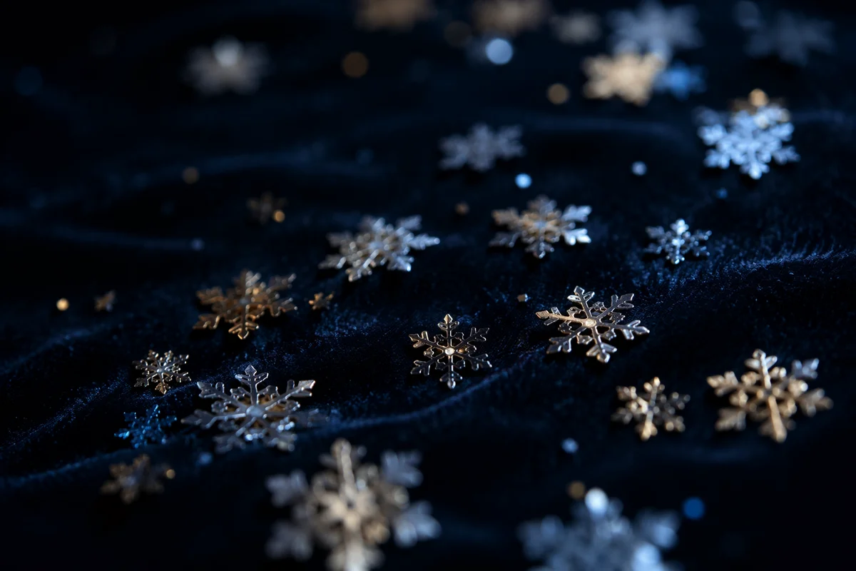 Soft Falling Snowflakes on Midnight Velvet