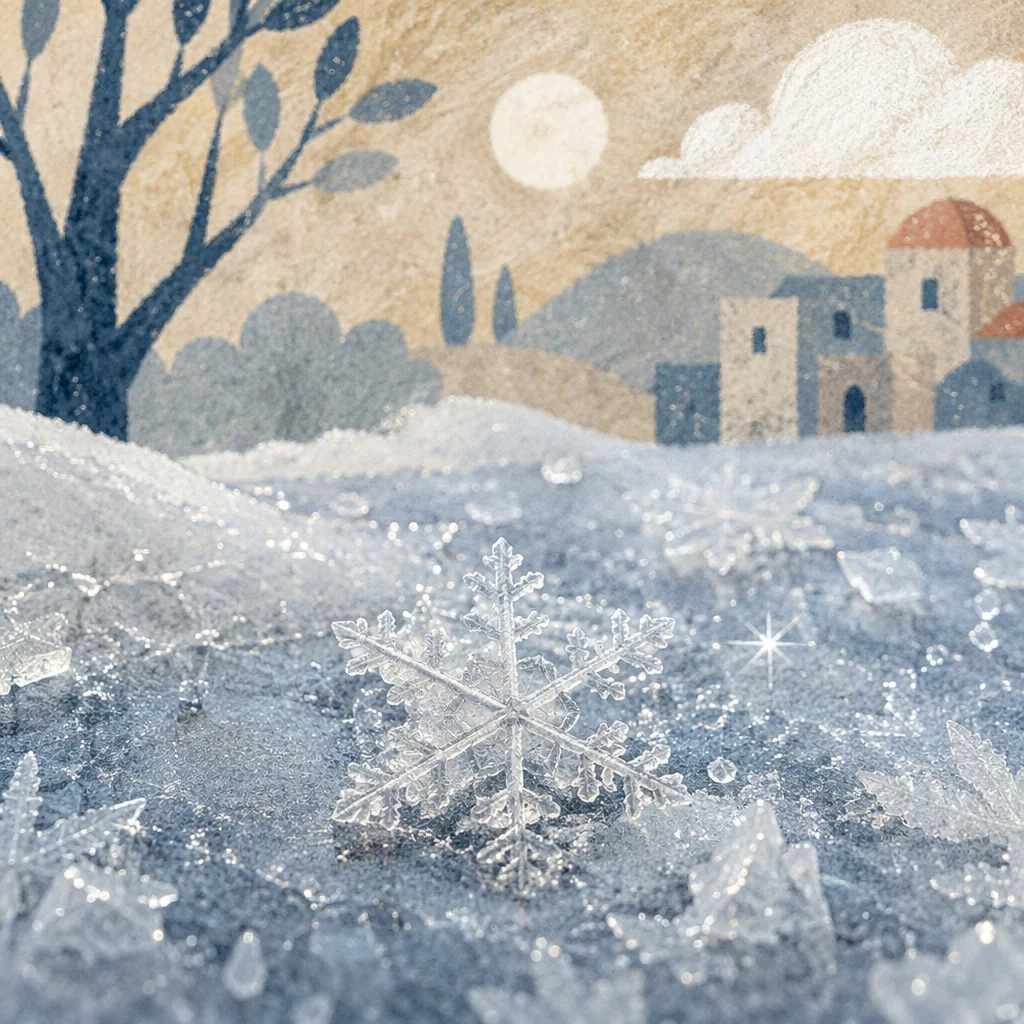 Serene Macro Snowflake Ice Crystal Background