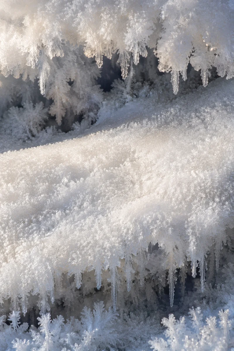 Macro White Snow Crystals Background