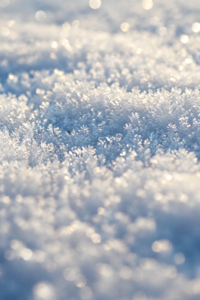 Sparkling White Snow Crystal Macro Background