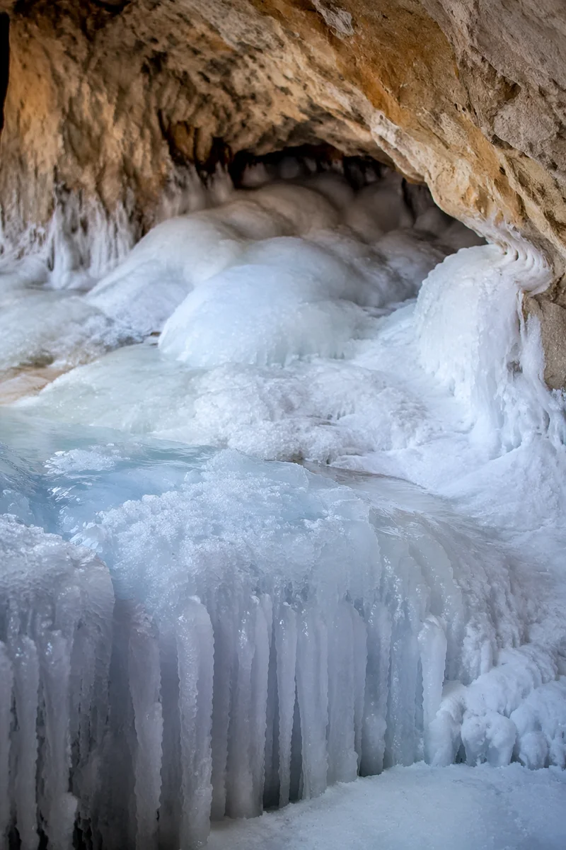 Snowy Ice Crystal Cavern Background
