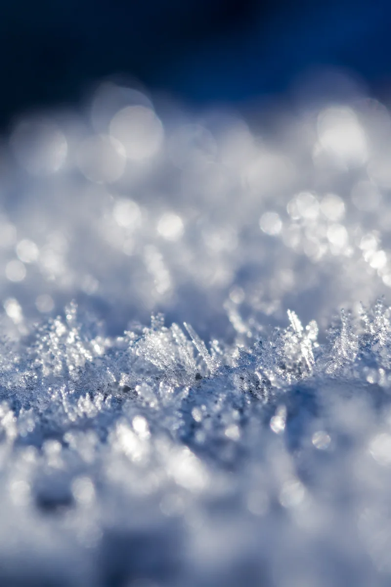 Photorealistic Snow Crystals Winter Background