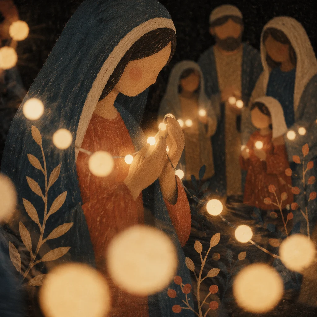 Silhouetted Hands Holding Warm Fairy Lights