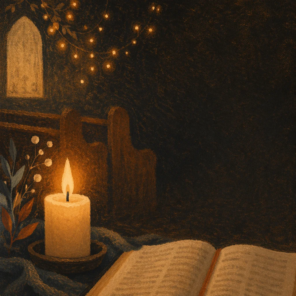 Candle Flame with Golden Bokeh Lights