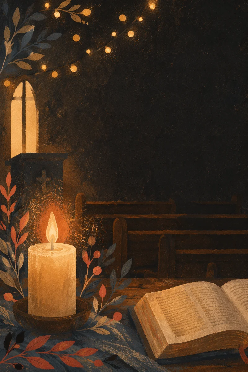 Candle Flame with Golden Bokeh Lights