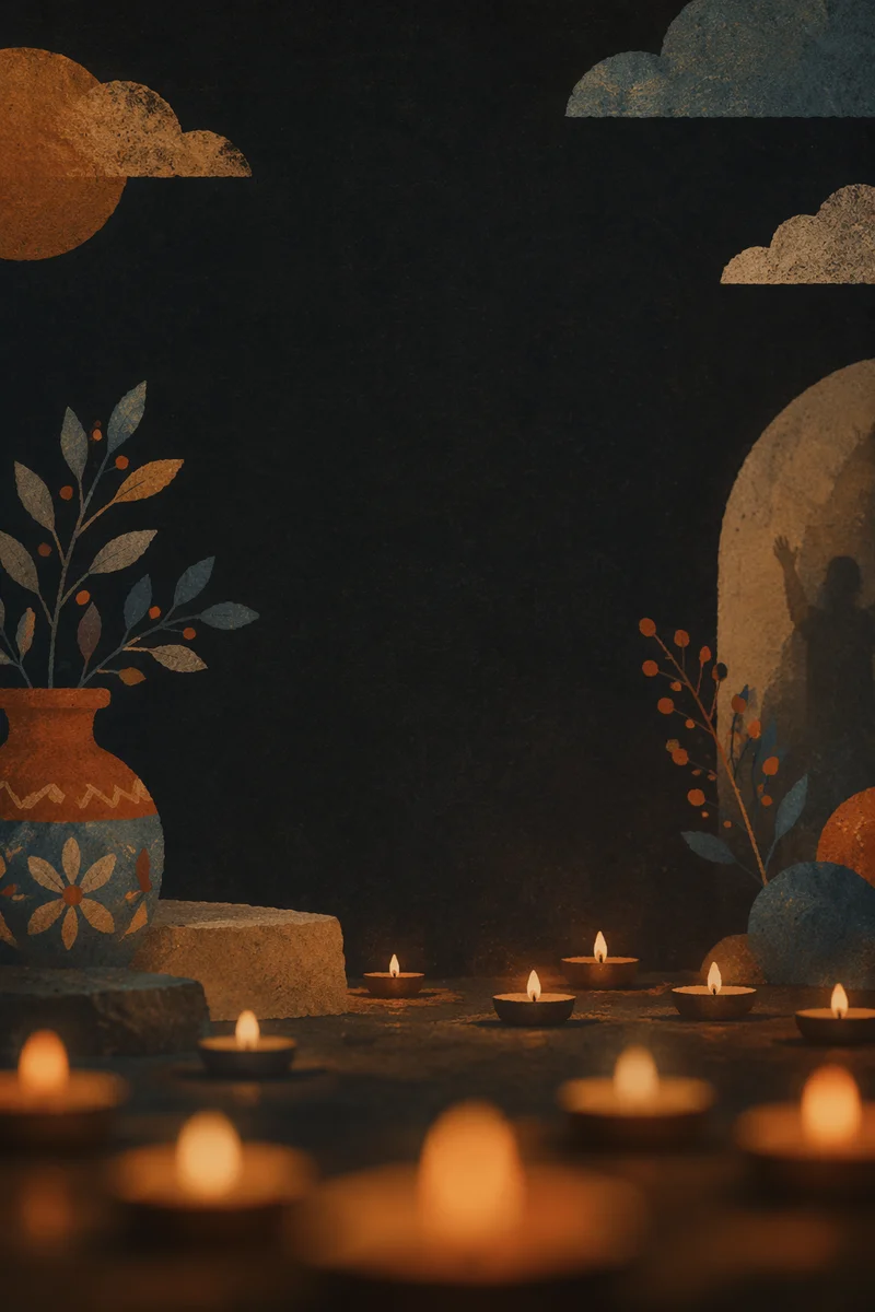 Golden Candle Bokeh in Dark Chapel