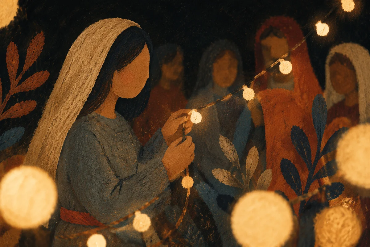 Warm Fairy Lights in Dark Shadow