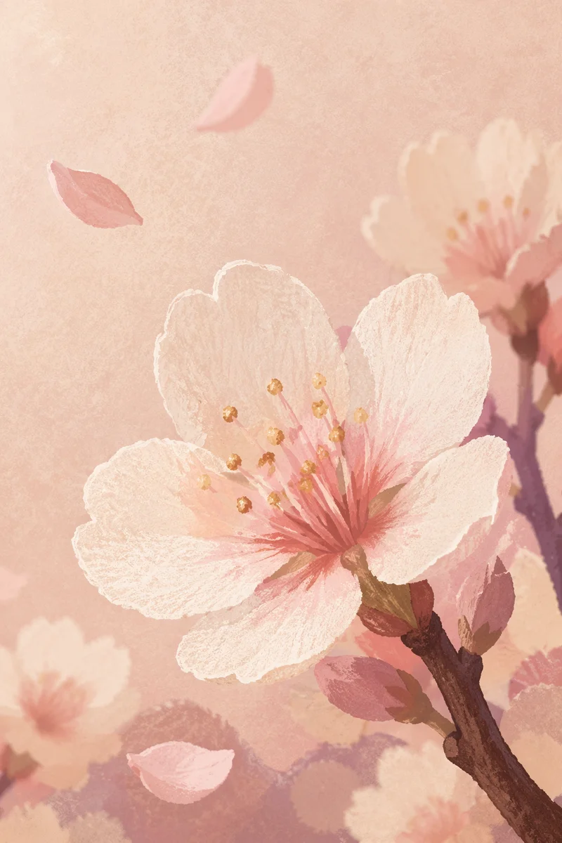 Soft Pink Cherry Blossoms Spring Background