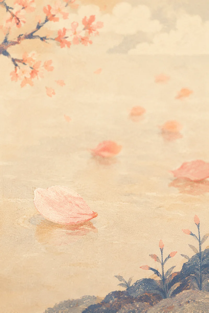Soft Cherry Blossom Petals on Water