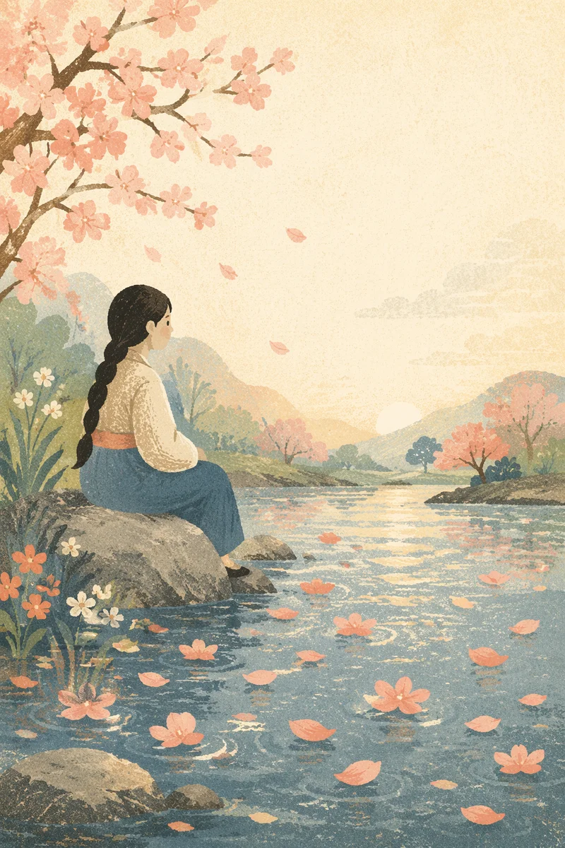 Soft Pink Cherry Blossom Pond Background