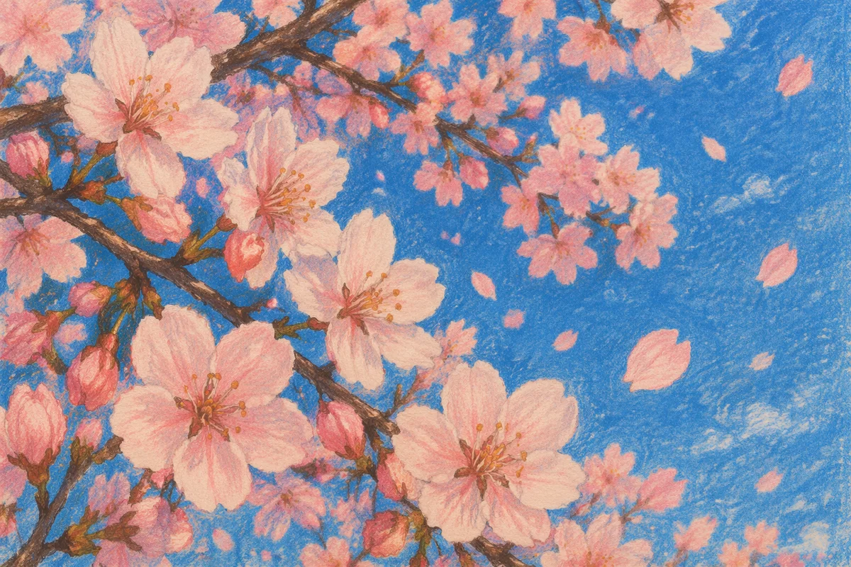 Soft Pink Cherry Blossoms Under Blue Sky