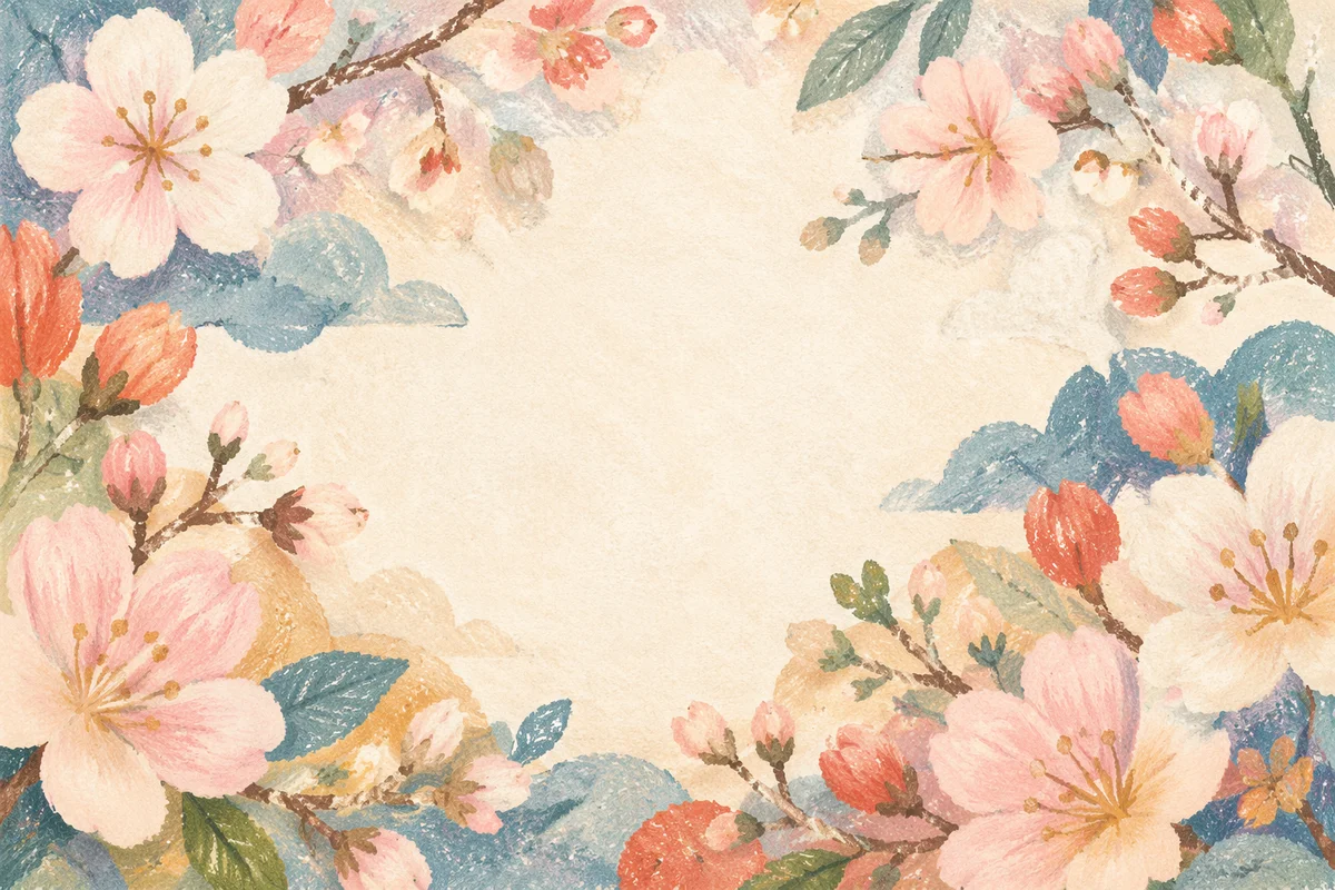 Soft Spring Cherry Blossom Frame Background