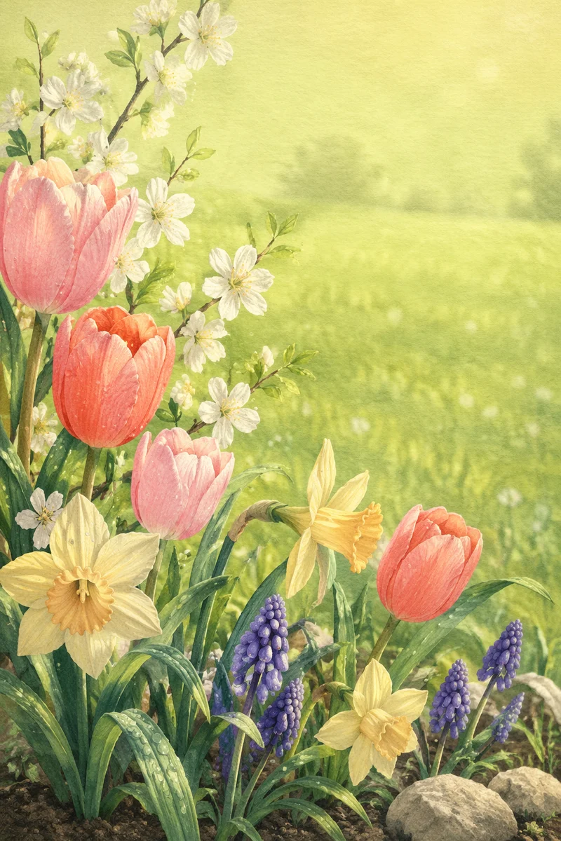Spring Floral Garden Border Background