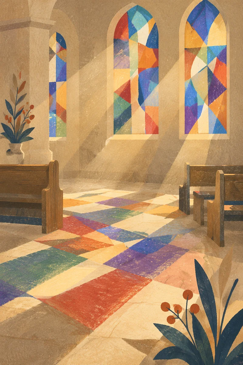 Colorful Stained Glass Light in Hall