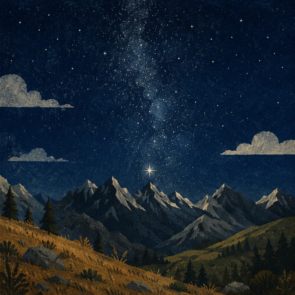 Bright Star Over Alpine Night Valley