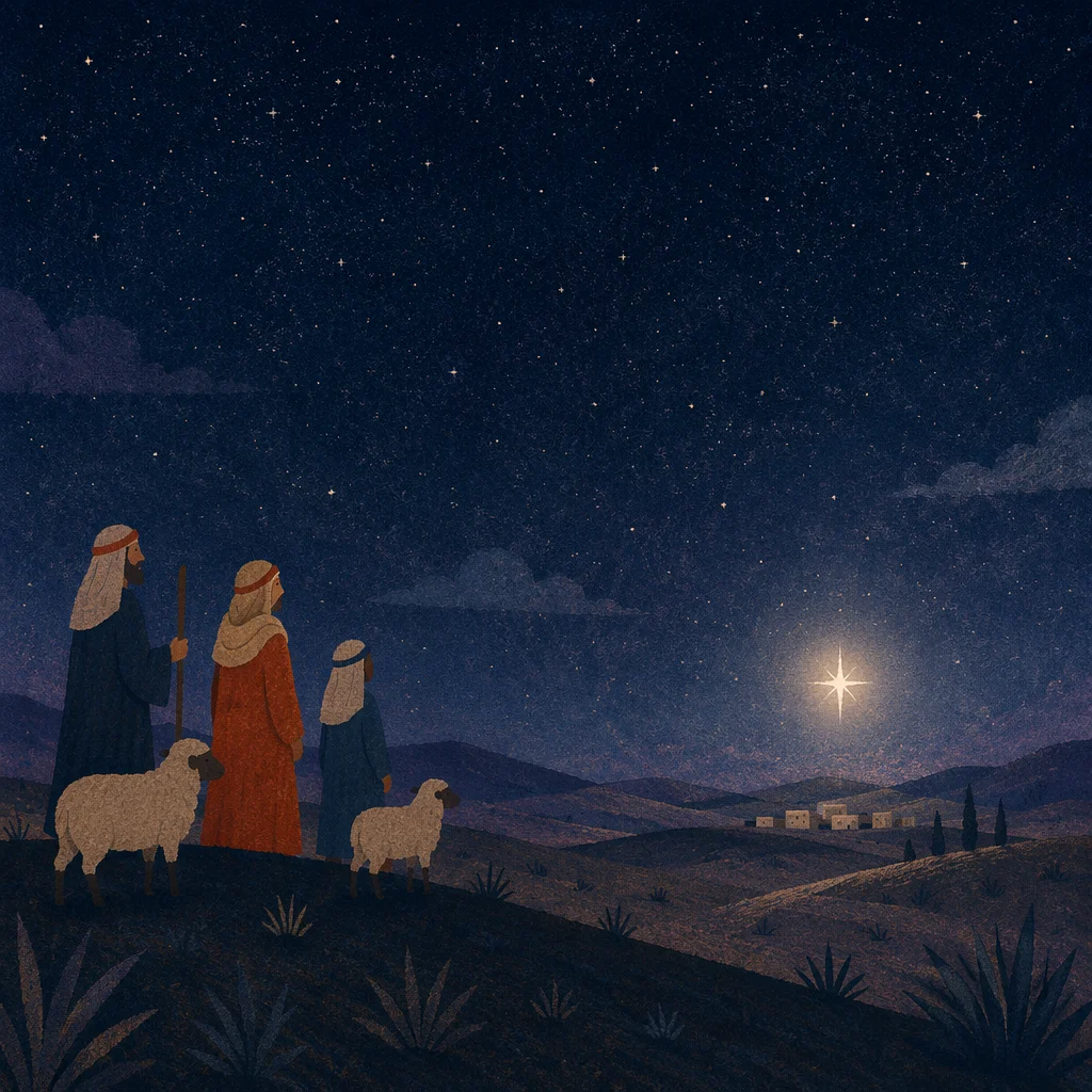 Bright Star Over Peaceful Desert Night