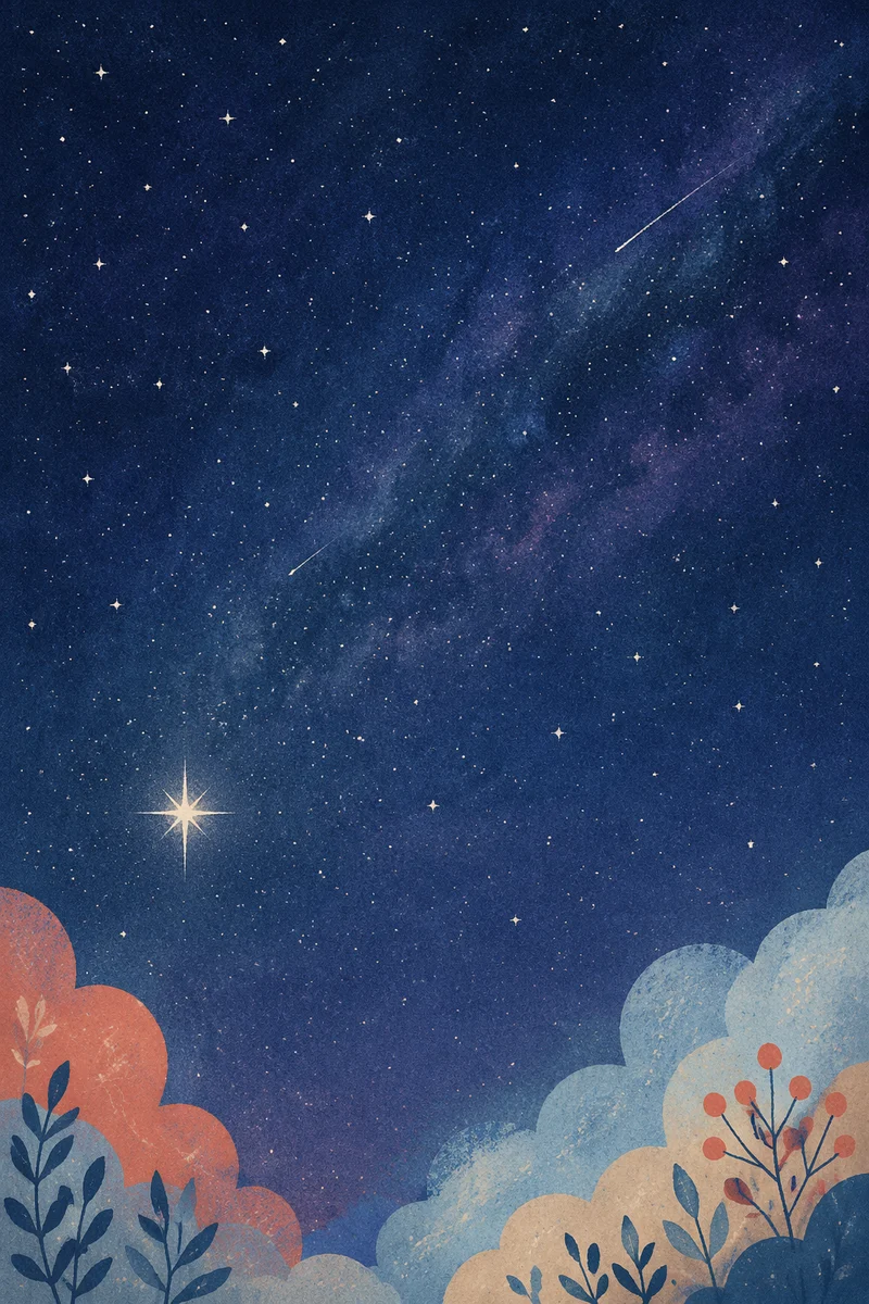 Starry Indigo Sky With One Bright Star
