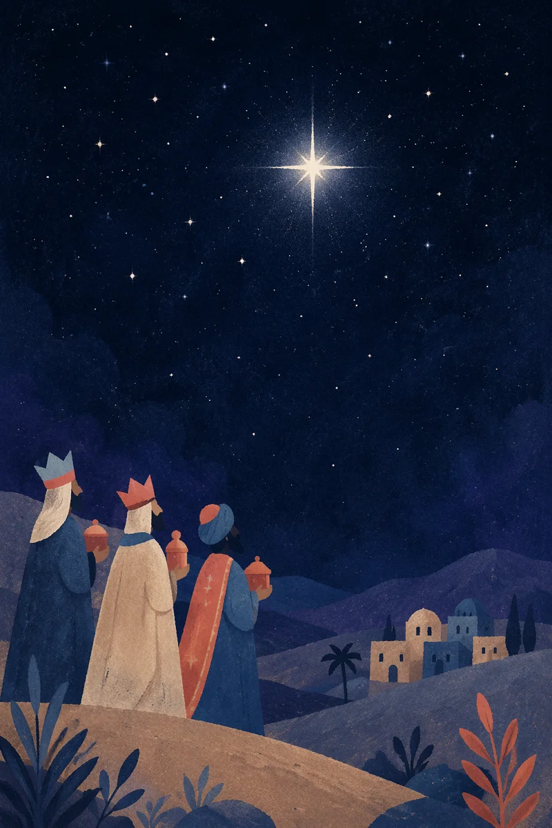 Bright Star Over Deep Night Sky
