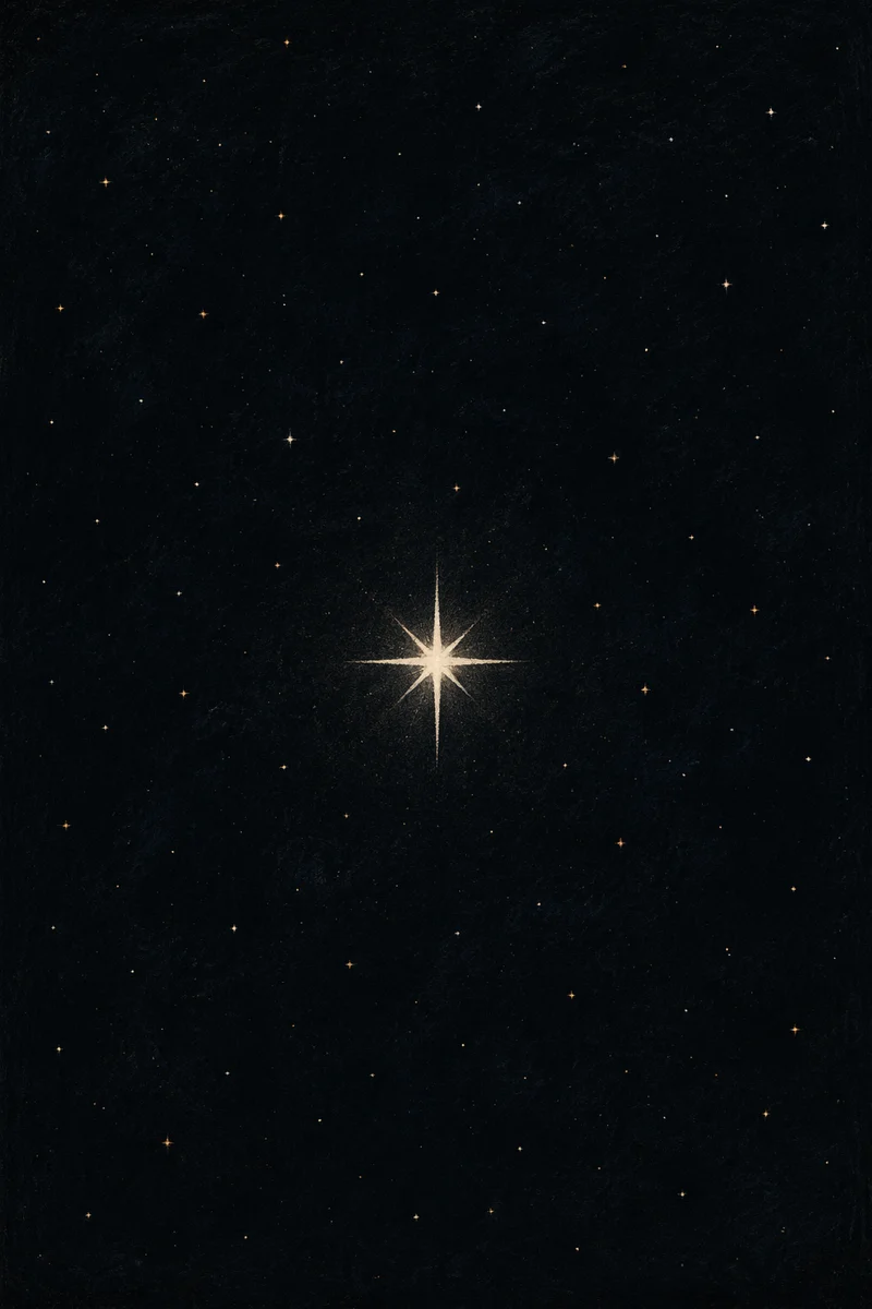 Single Bright Star in Dark Night Sky