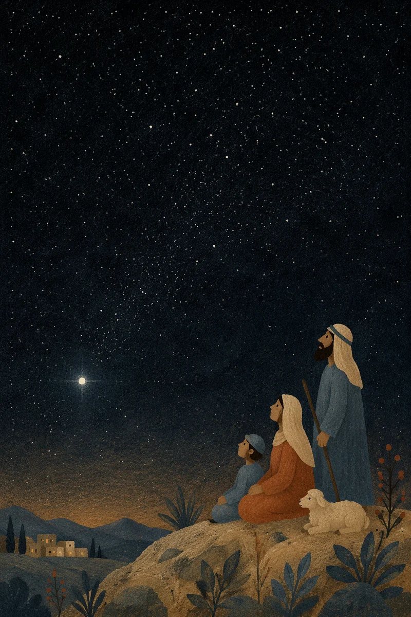 Starry Night Sky With Solitary Bright Star