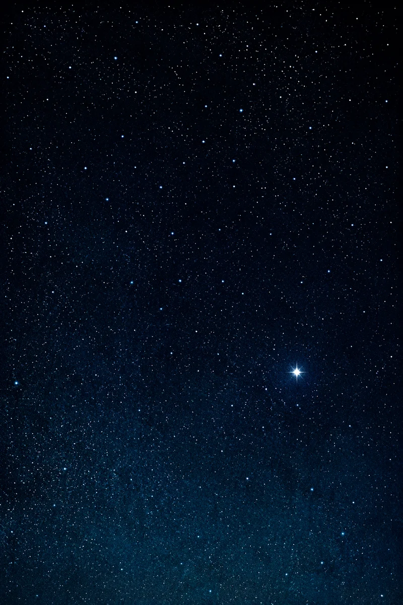 Starry Midnight Sky With Bright Guiding Star