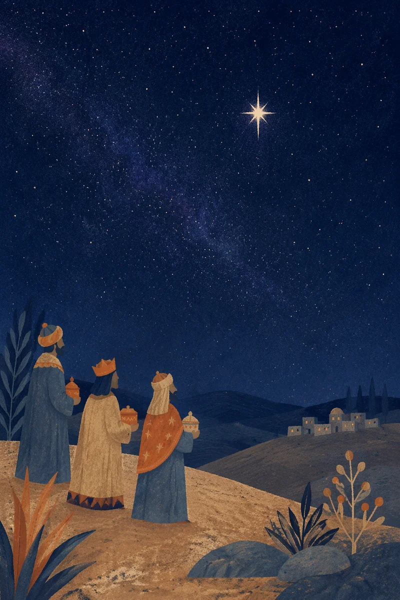 Serene Starry Night with Bright Guiding Star