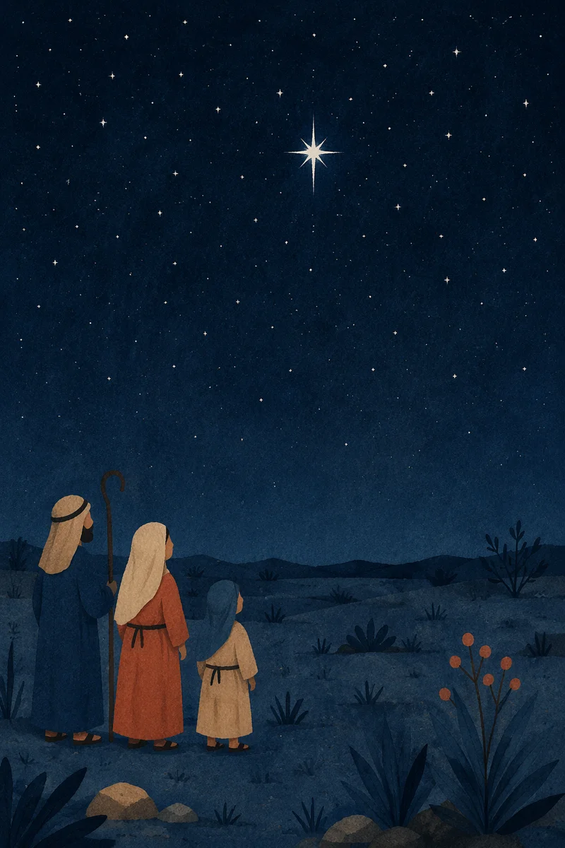 Bright Star Over Desert Night Sky