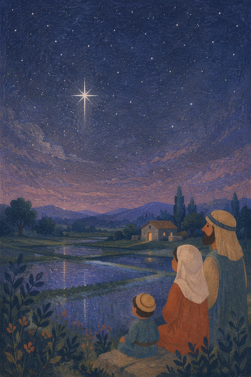 Bright Star Over Quiet Wetland Night