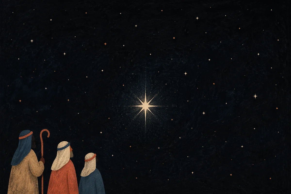 Single Bright Star in Moonless Night Sky