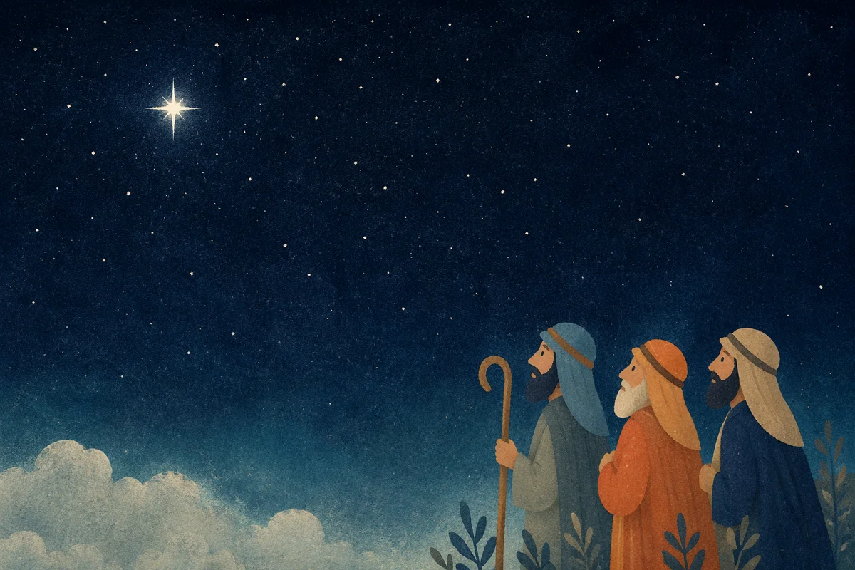 Bright Star Over Calm Night Sky