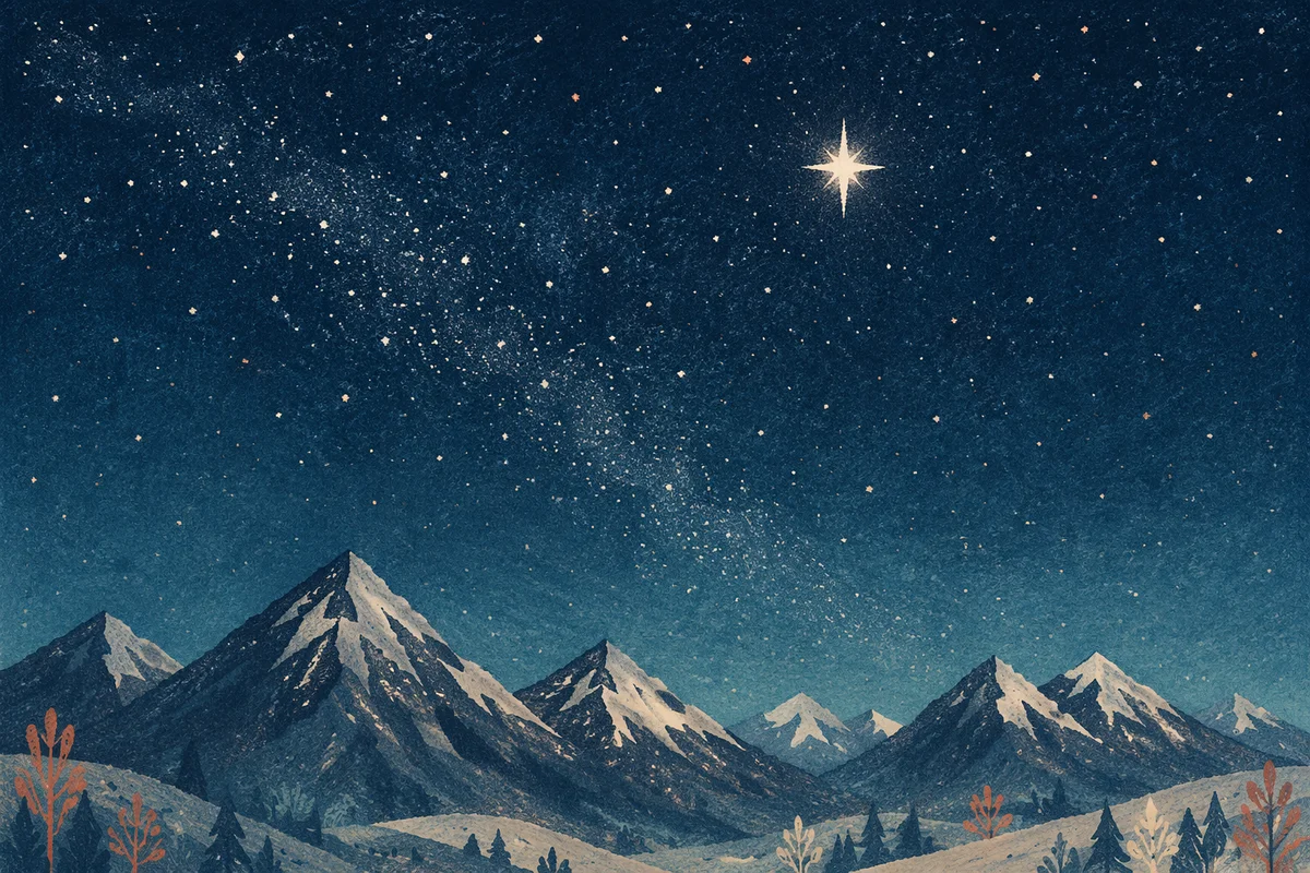 Bright Star Over Quiet Mountain Night