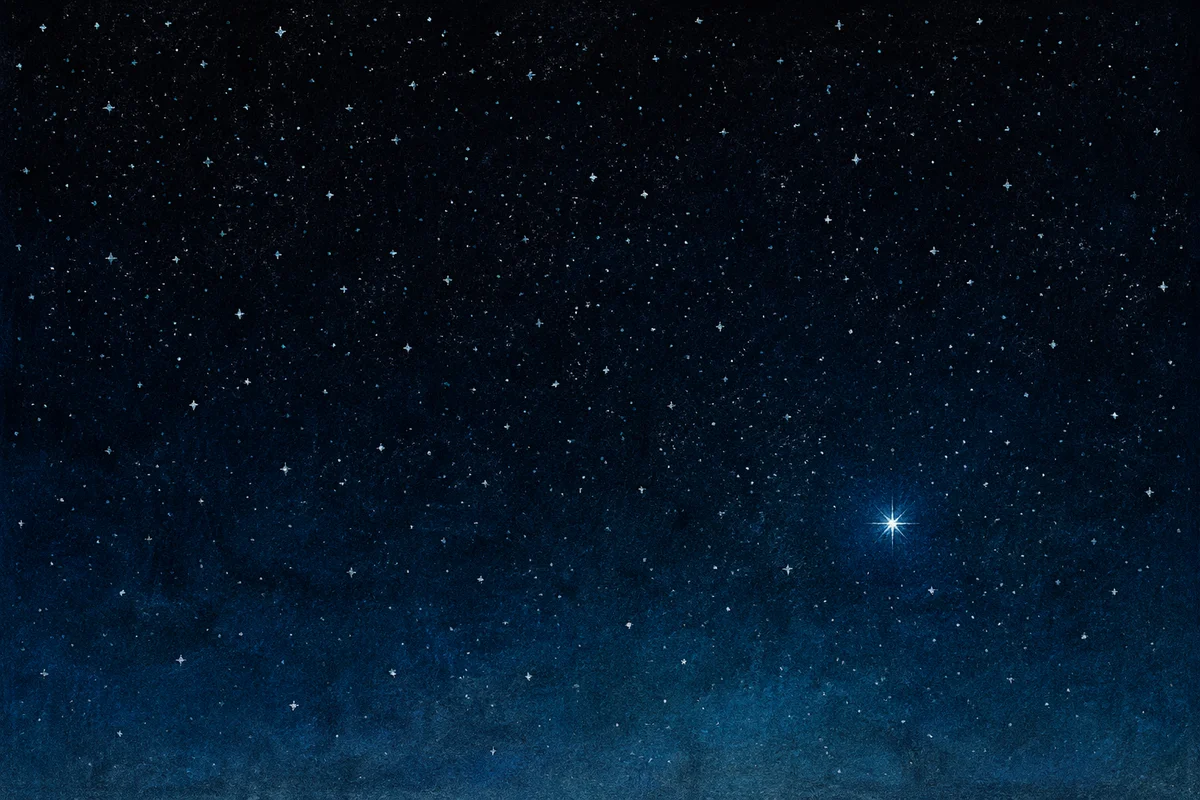 Starry Night Sky with Bright Guiding Star