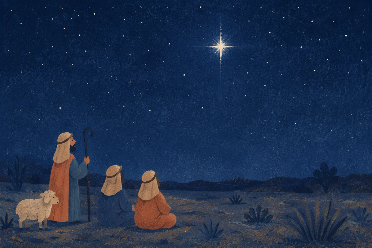 Starry Desert Night with Single Bright Star