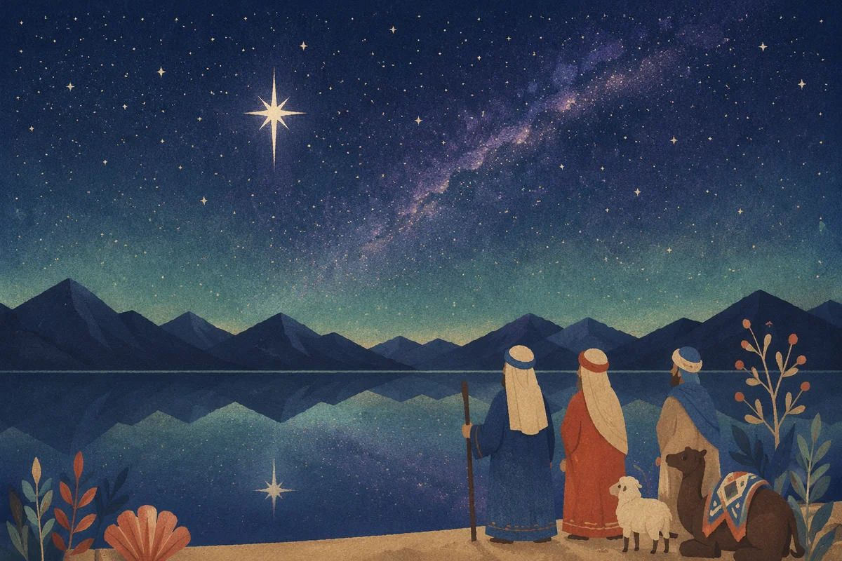 Guiding Star Over Still Mountain Lake