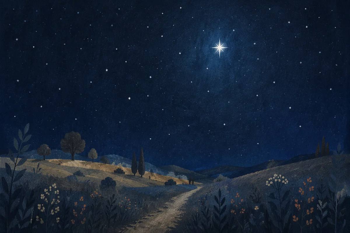 Bright Star Over Quiet Night Hillside