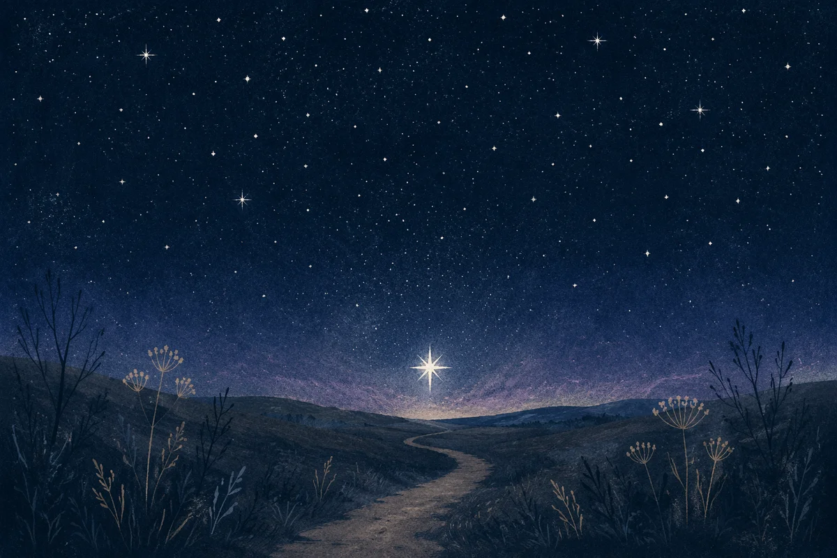 Bright Star Over Midnight Countryside