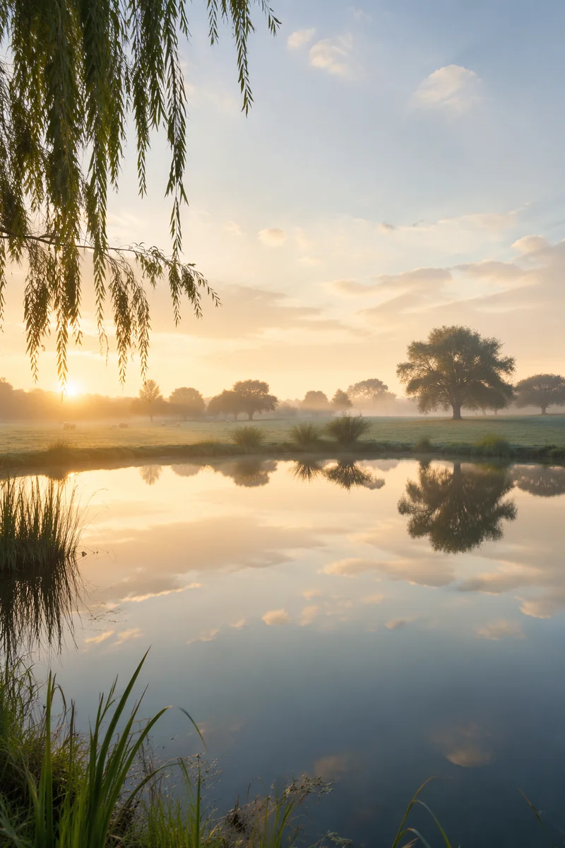 Still Waters Dawn Reflection Background