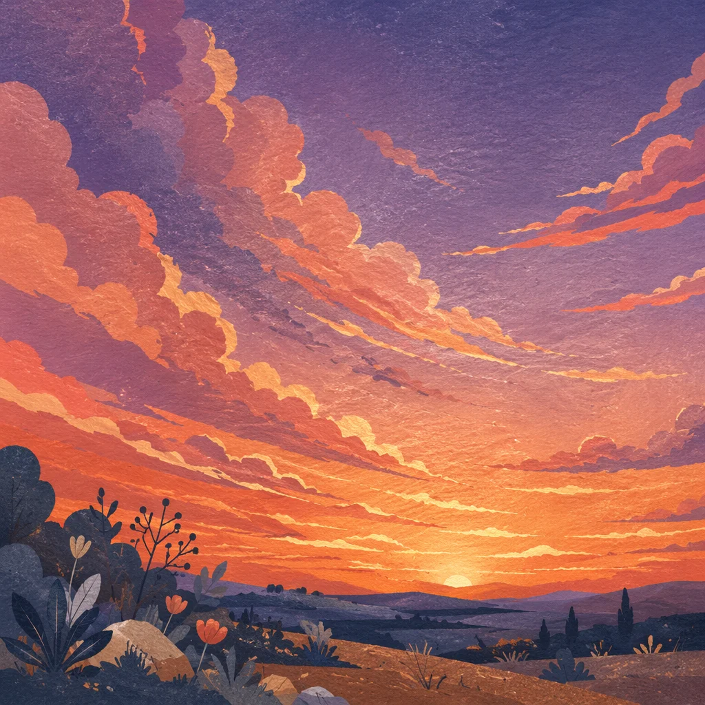 Dramatic Sunrise Clouds in Orange Purple Sky