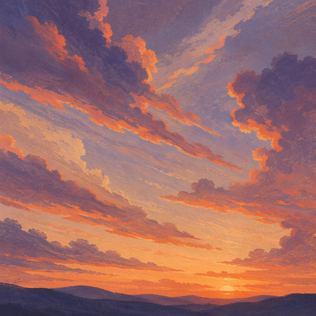 Dramatic Sunrise Clouds in Orange Purple Sky