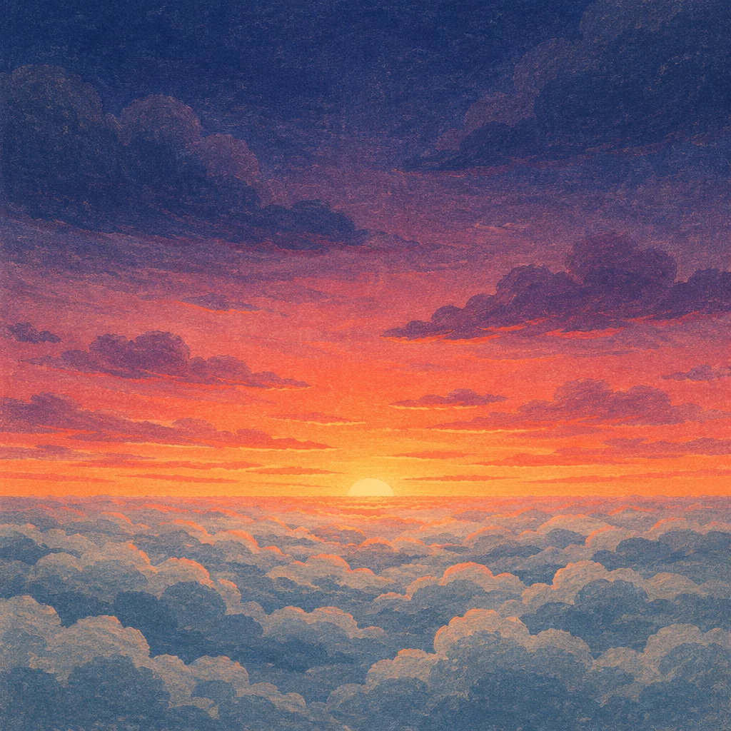 Dramatic Sunrise Above Purple Cloudscape