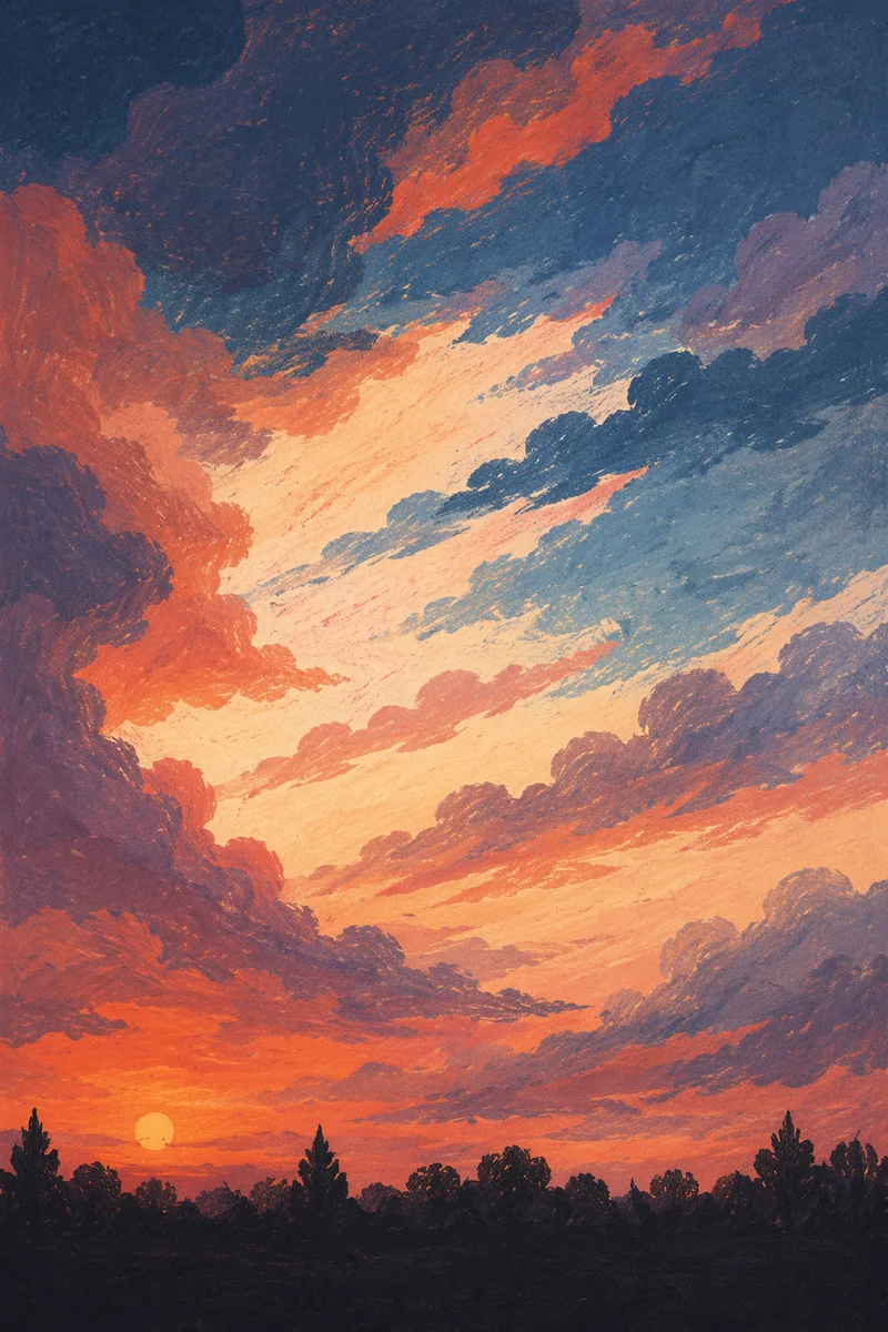 Dramatic Sunrise Clouds Over Silent Treeline
