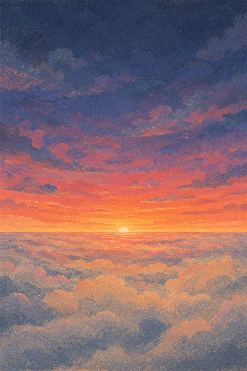 Dramatic Sunrise Over Endless Cloudscape
