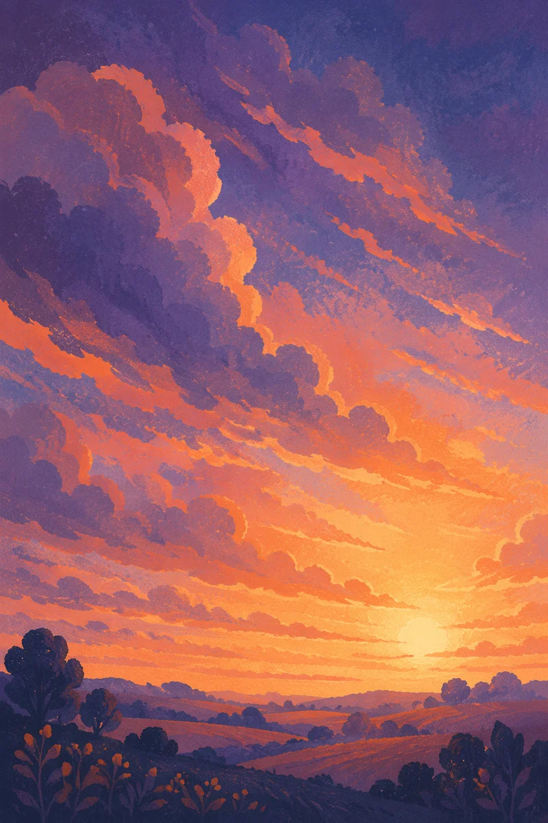 Dramatic Orange Purple Sunrise Sky
