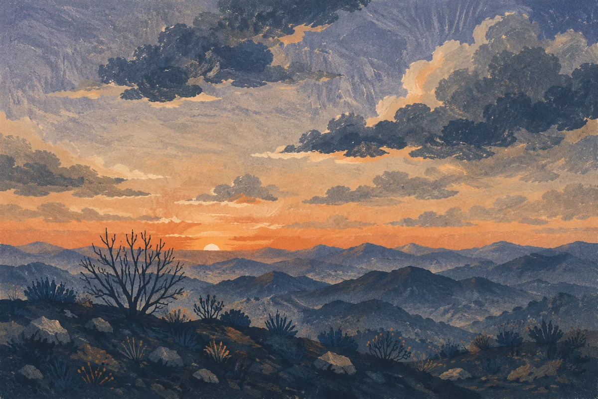 Dramatic Sunrise Clouds Over Mountain Ridge