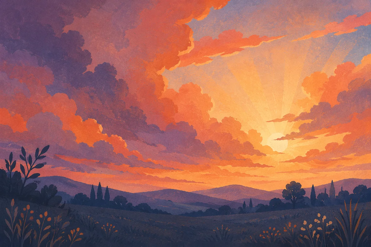 Dramatic Sunrise Clouds Over Quiet Horizon