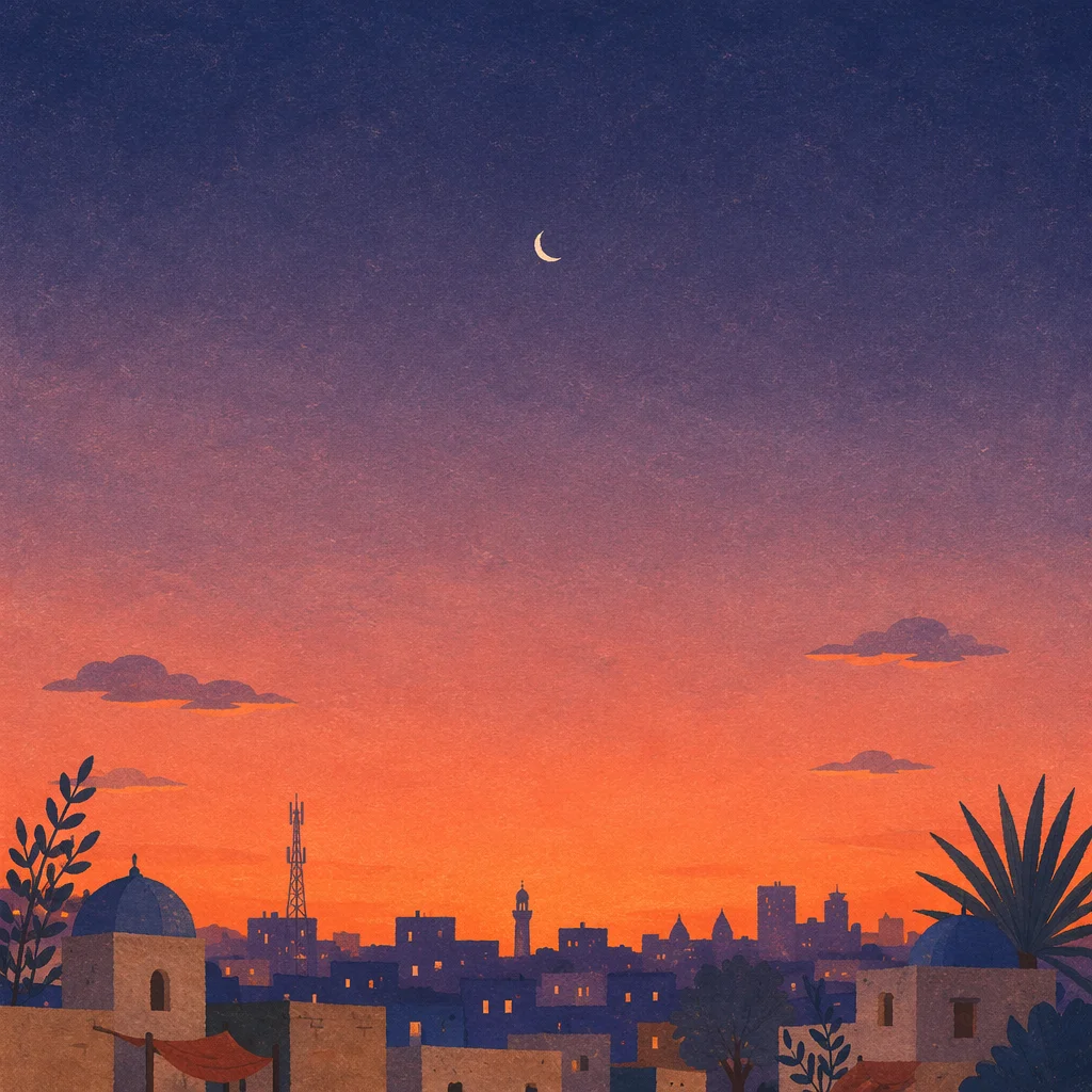 Peaceful Urban Sunset Gradient Sky Background